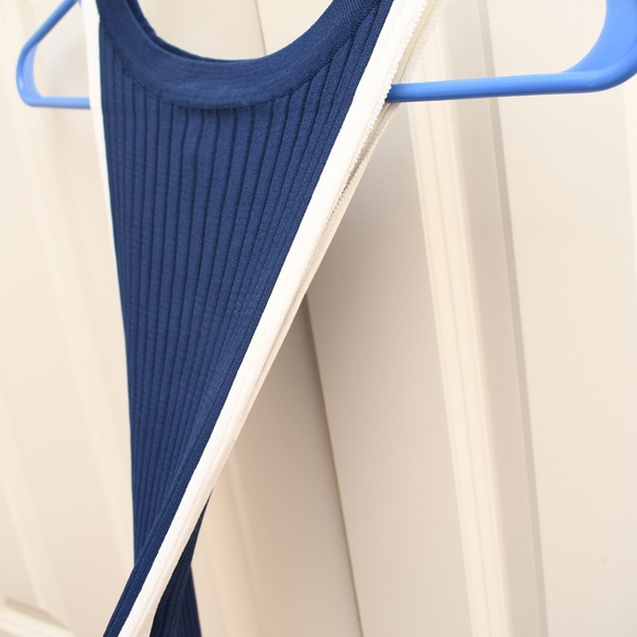 Blue/White Ribbed Tank Top - Picture 4 of 8